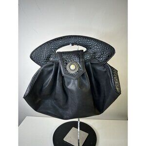 EURO Lambskin Black 70s 80s Vintage Diamond Handbag Shoulder Bag Vintage